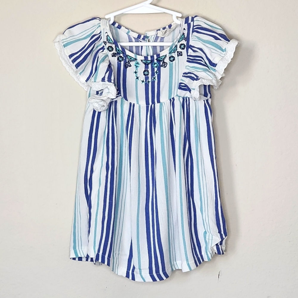 Jessica Simpson Blue & White Striped Empire Dress Swing Dress | Girls Size 2T